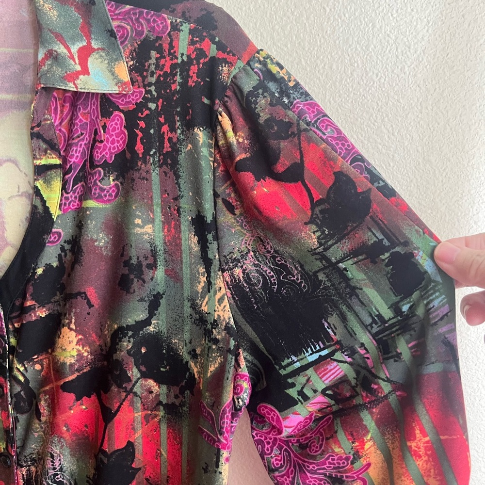 Peter Nygard Multicolor Abstract Button Down Shirt - image 3